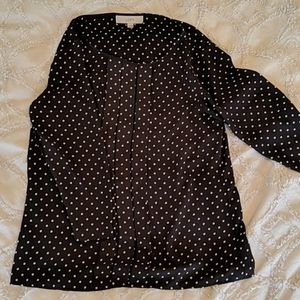 Navy polka dot blouse